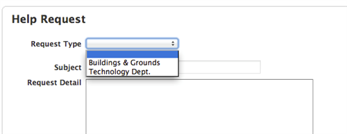 request type dropdown  